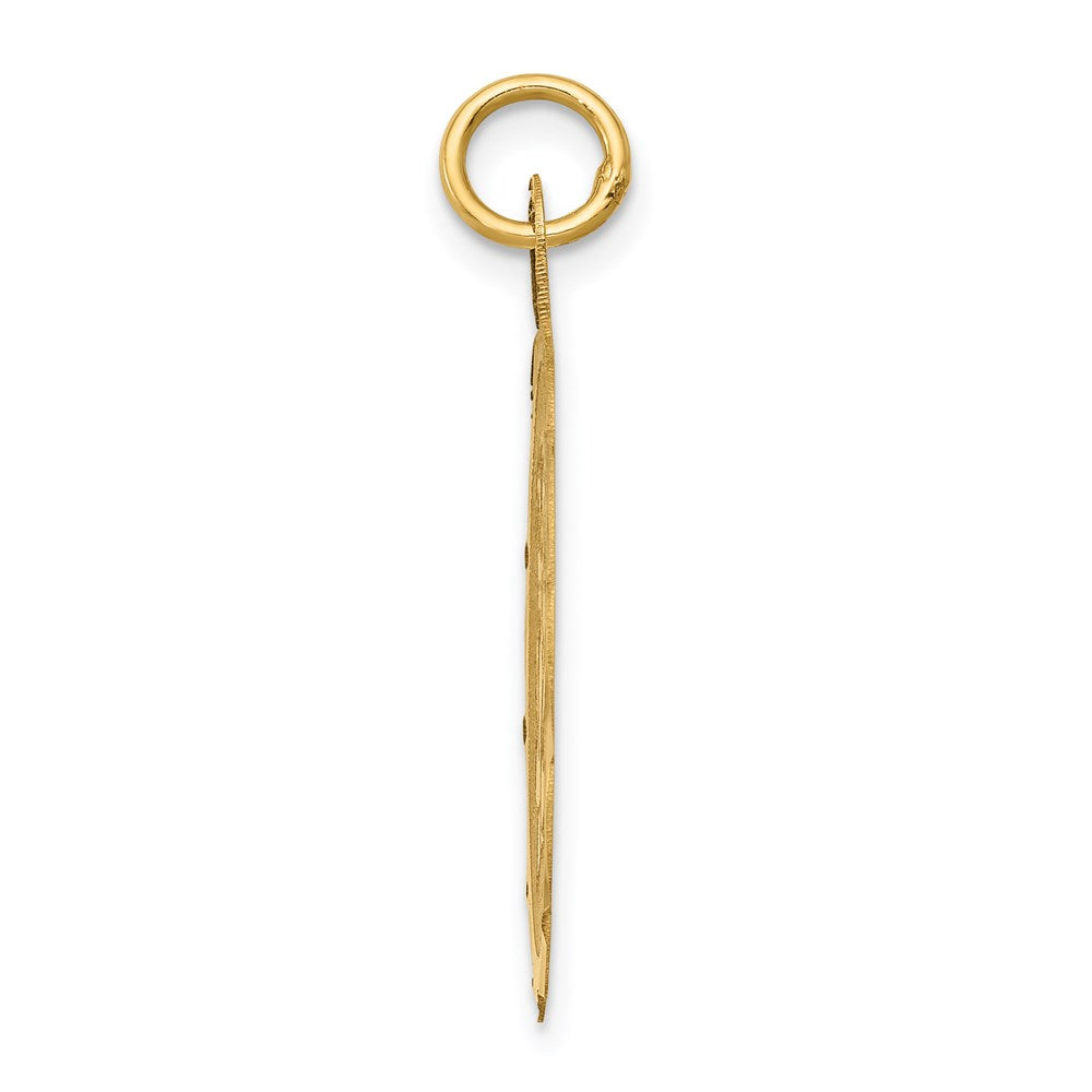 14K Gelbgold Charm mit Mädchenkopf auf gravierbarer, geschweifter Scheibe, 0,018 Gauge