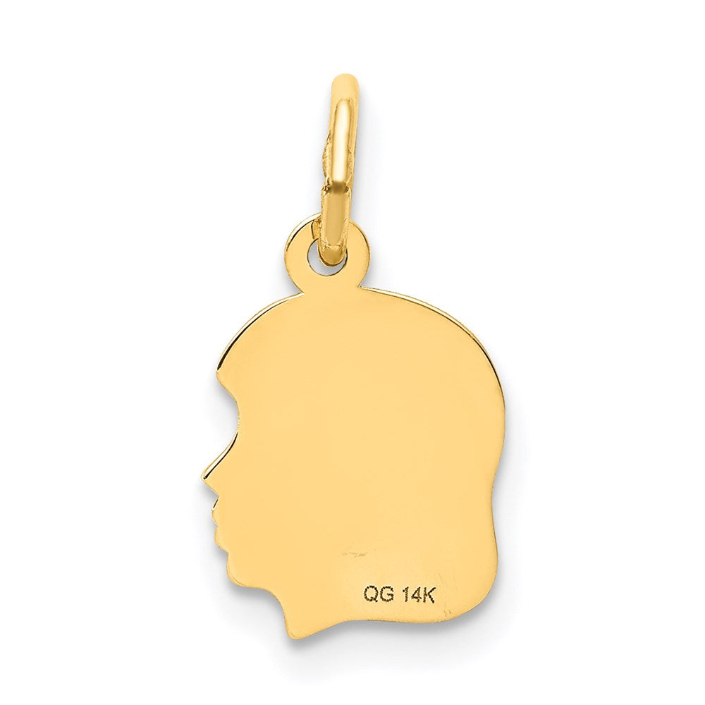 14K Gelbgold 14K.011 Depth Gravierbar Mädchen Kopf Charm