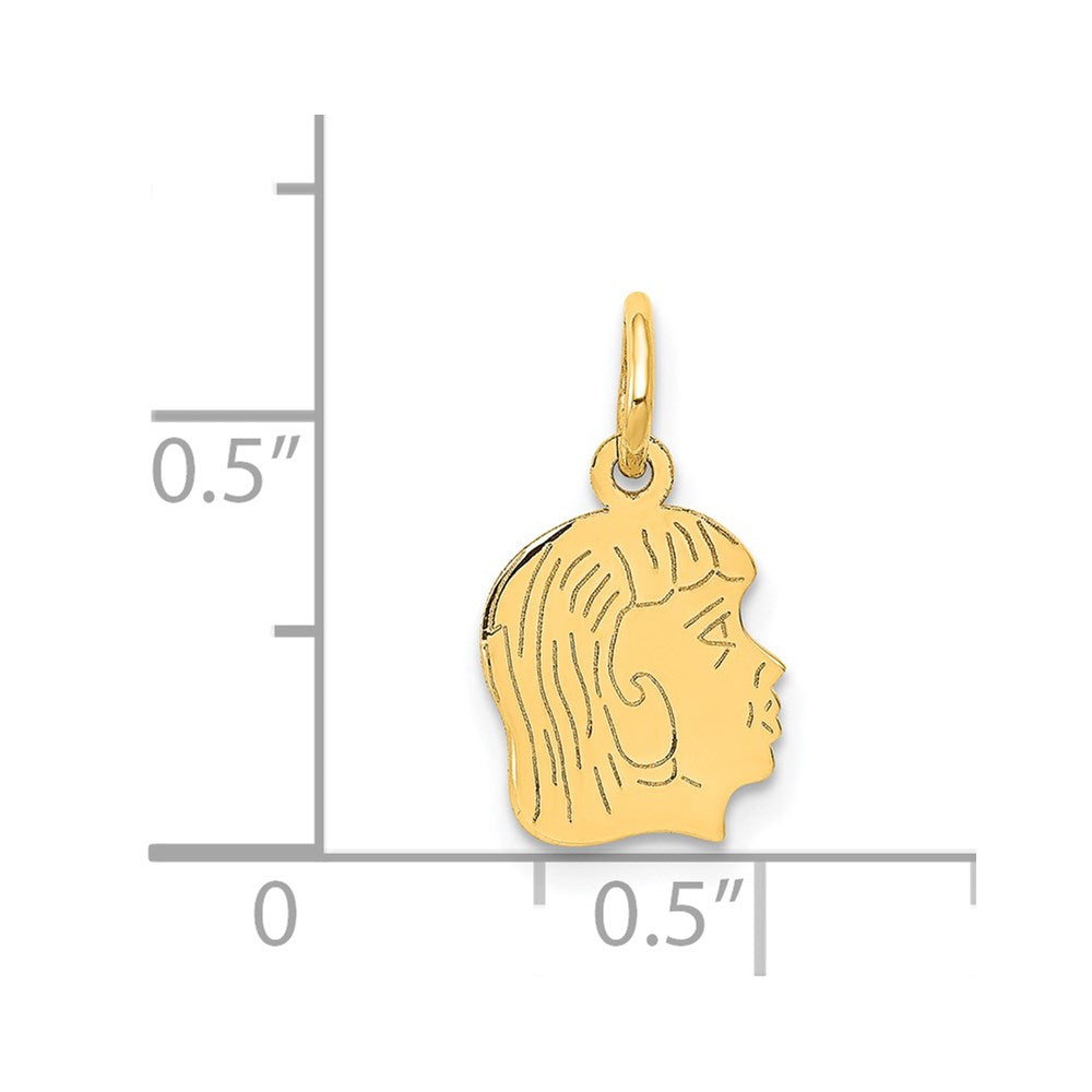 14K Gelbgold 14K.011 Depth Gravierbar Mädchen Kopf Charm