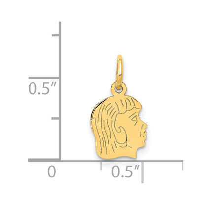 14K Gelbgold 14K.011 Depth Gravierbar Mädchen Kopf Charm