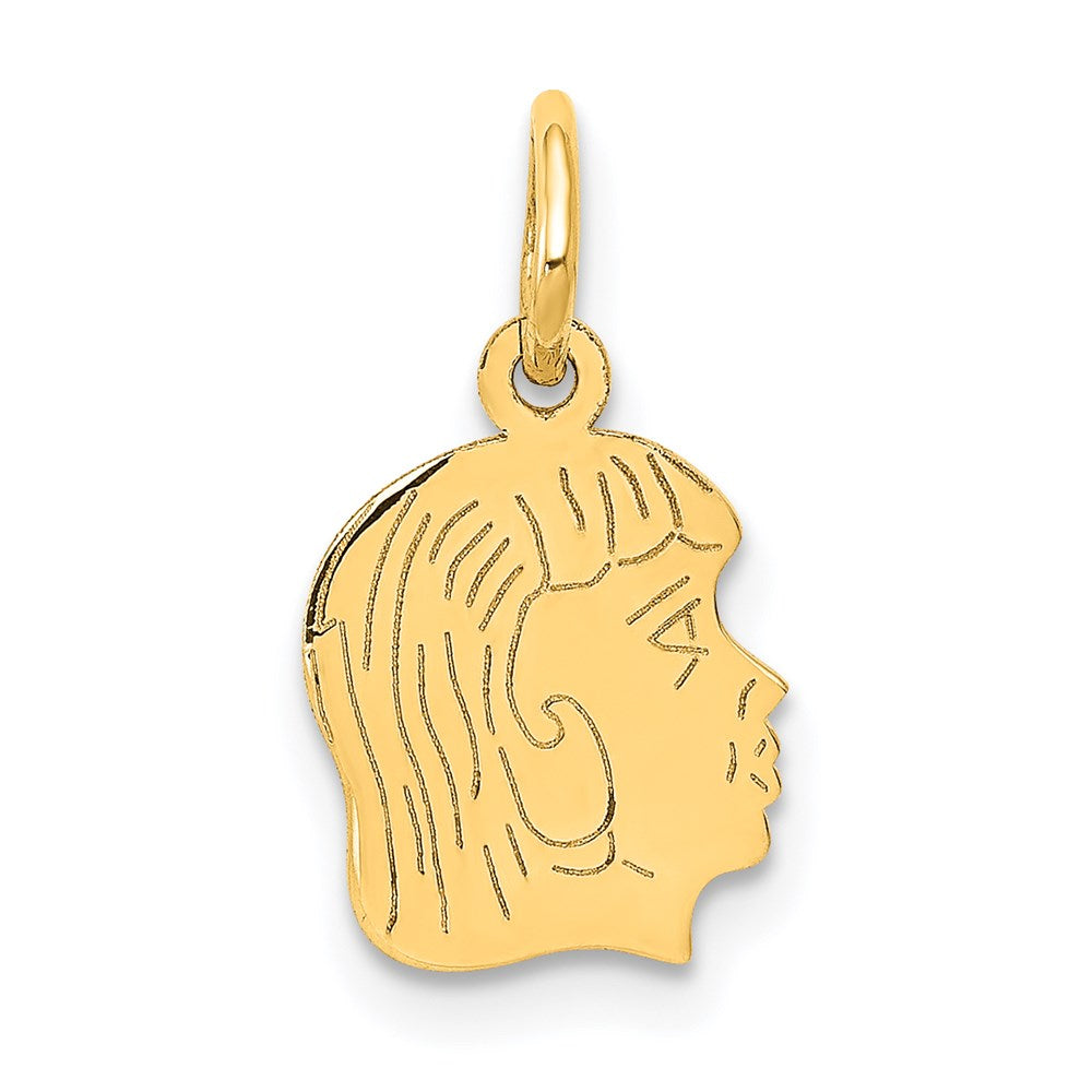 14K Gelbgold 14K.011 Depth Gravierbar Mädchen Kopf Charm