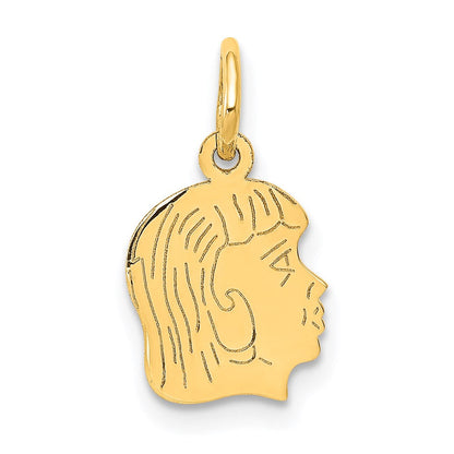 14K Gelbgold 14K.011 Depth Gravierbar Mädchen Kopf Charm