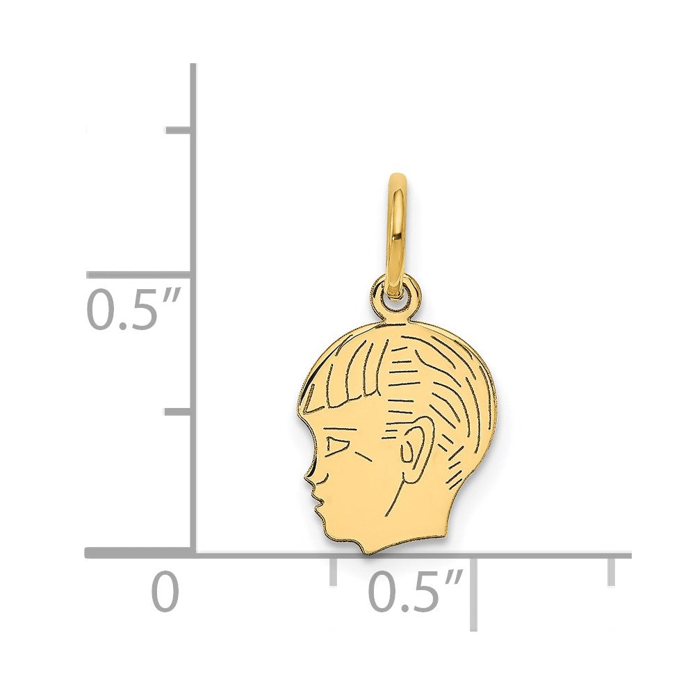 14K Gelbgold 14K.013 Depth Gravierbar Junge Kopf Charm