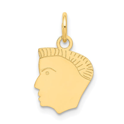 14K Gelbgold 14K.013 Depth Gravierbar Junge Kopf Charm