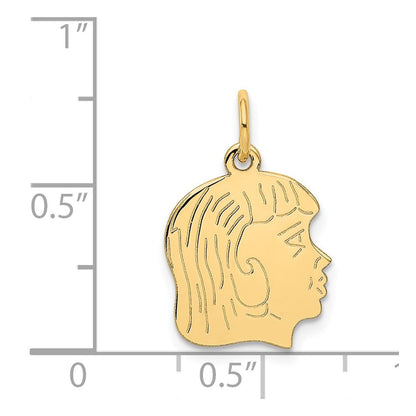14K Gelbgold.018 Depth Gravierbar Mädchen Kopf Charm
