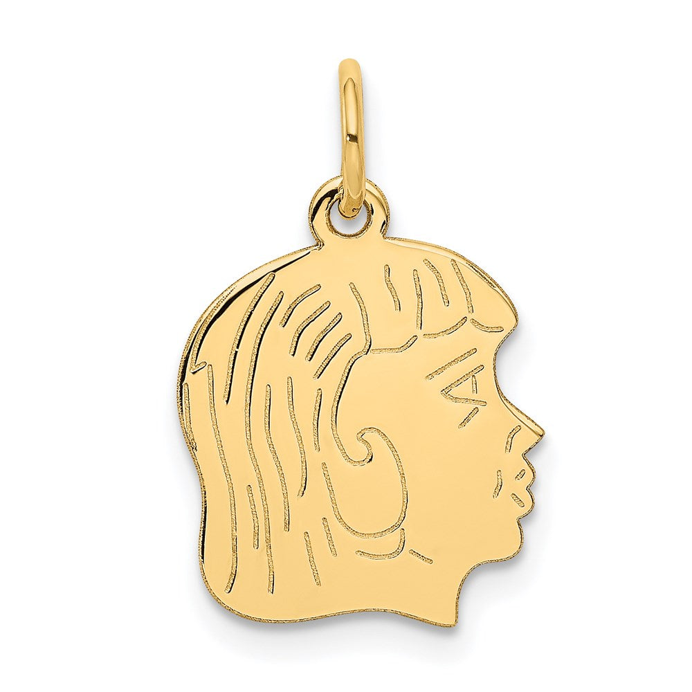 14K Gelbgold.018 Depth Gravierbar Mädchen Kopf Charm