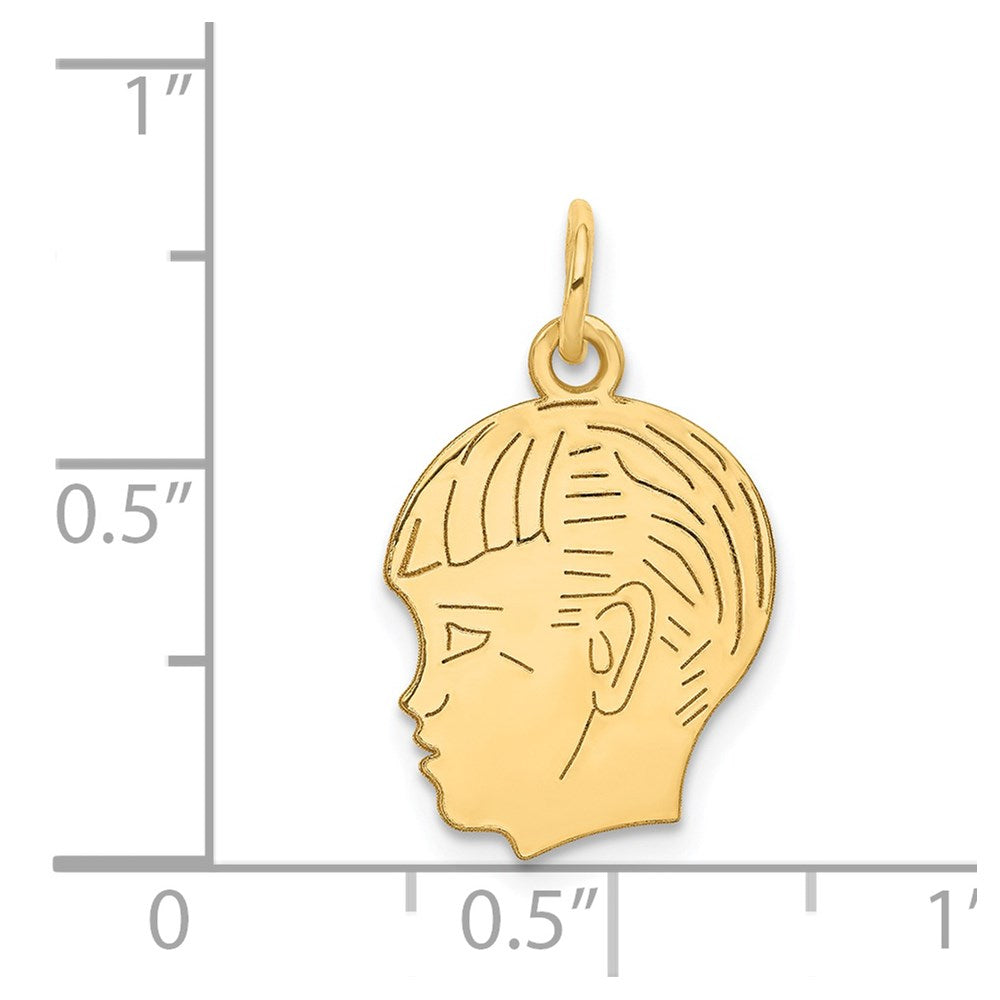 14K Gelbgold 14K.011 Depth Gravierbar Junge Kopf Charm