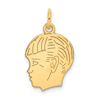 14K Gelbgold 14K.011 Depth Gravierbar Junge Kopf Charm