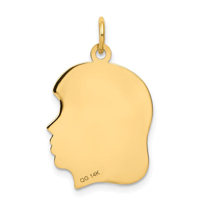 14K Gelbgold 14K.011 Depth Gravierbar Mädchen Kopf Charm