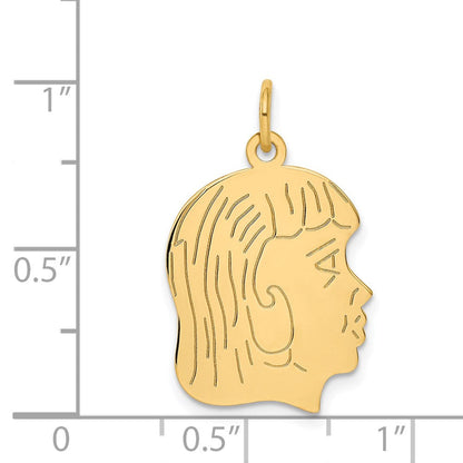 14K Gelbgold 14K.011 Depth Gravierbar Mädchen Kopf Charm