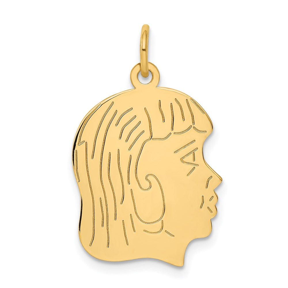 14K Gelbgold 14K.011 Depth Gravierbar Mädchen Kopf Charm