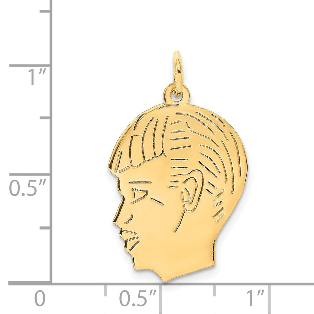 14K Gelbgold.011 Depth Gravierbar Junge Kopf Charm