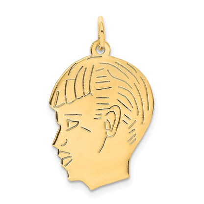 14K Gelbgold.011 Depth Gravierbar Junge Kopf Charm