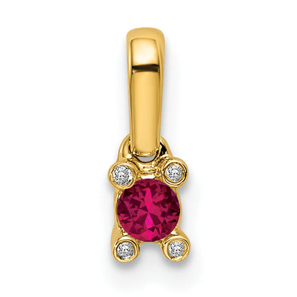 14K Gelbgold Familie Schmuck Diamant Halb-set Anhänger