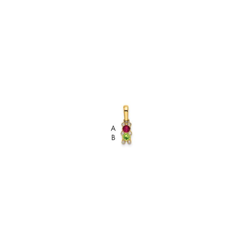 14K Gelbgold Familie Schmuck Synthetisch Stein & Diamant Set Anhänger