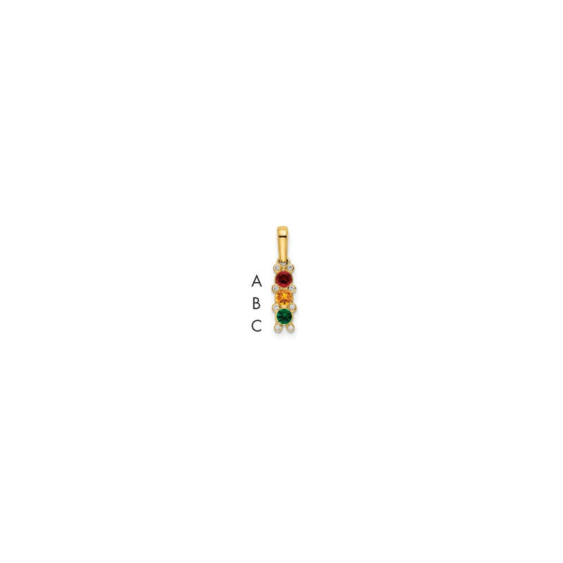 14K Gelbgold Familie Schmuck Synthetisch Stein & Diamant Set Anhänger