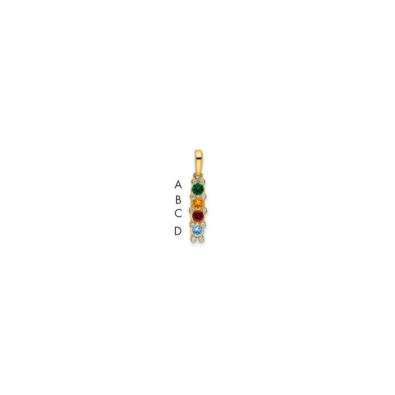 14K Gelbgold Familie Schmuck Geniune Stein & Diamant Set Anhänger