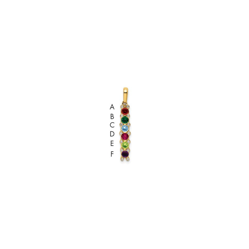 14K Gelbgold Familie Schmuck Synthetisch Stein & Diamant Set Anhänger
