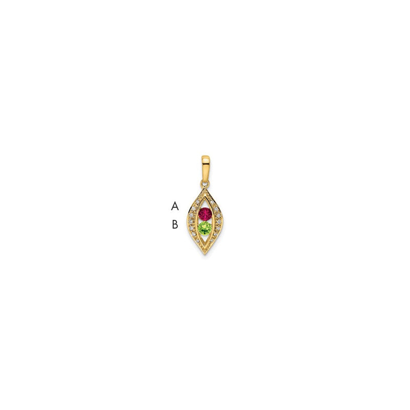 14K Gelbgold Familie Schmuck Echt Stein & Diamant Set Anhänger