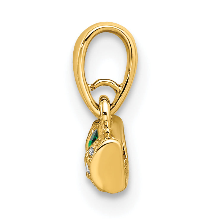 14K Gelbgold Familie Schmuck Diamant Halb-set Anhänger