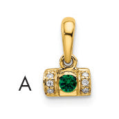 14K Gelbgold Familie Schmuck Diamant Halb-set Anhänger