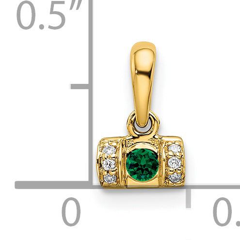 14K Gelbgold Familie Schmuck Diamant Halb-set Anhänger