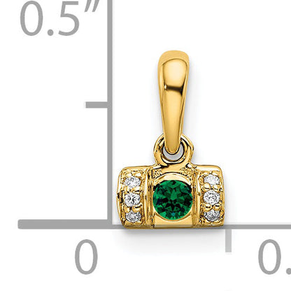 14K Gelbgold Familie Schmuck Diamant Halb-set Anhänger