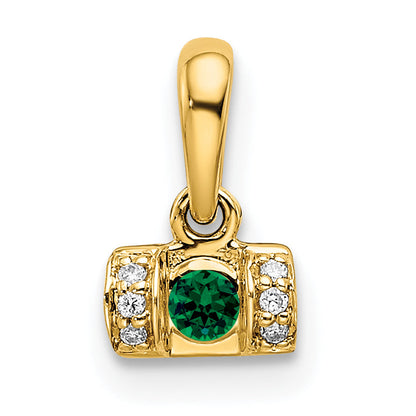 14K Gelbgold Familie Schmuck Diamant Halb-set Anhänger