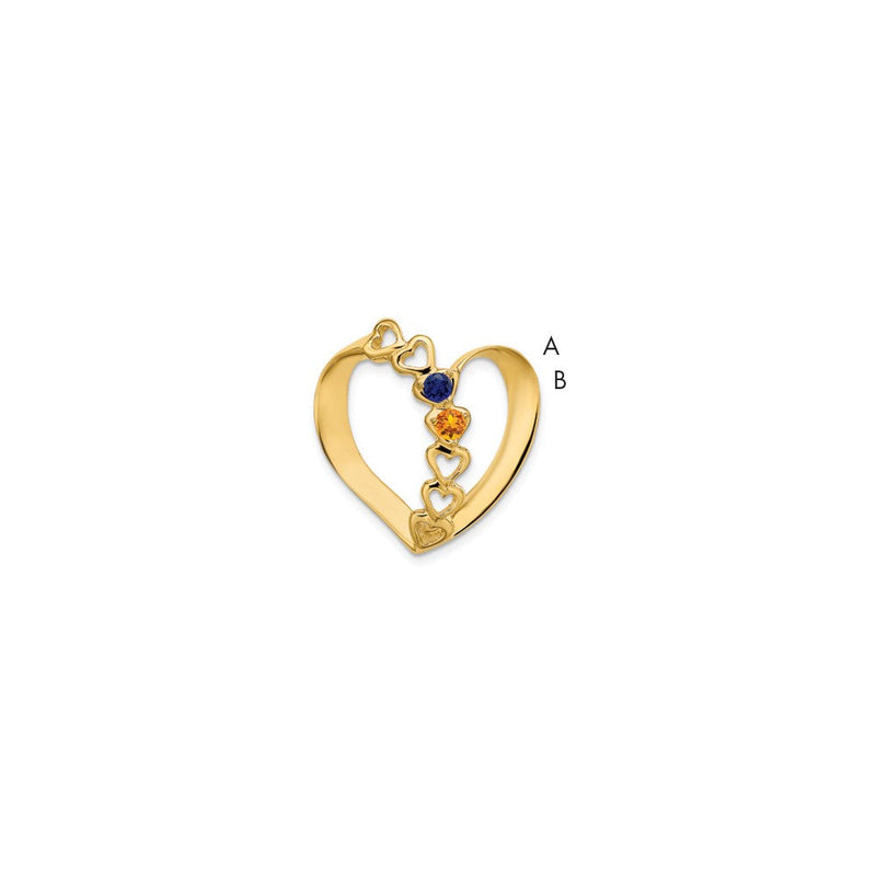 14K Gelbgold Synthetisch Diamant Familie Herz Anhänger