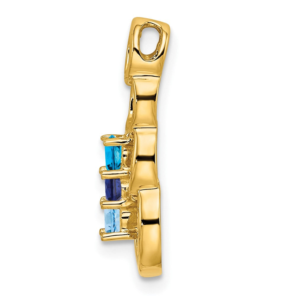 14K Gelbgold 14K 3 Synthetisch Stein Familie Anhänger