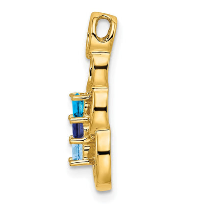 14K Gelbgold 14K 3 Synthetisch Stein Familie Anhänger