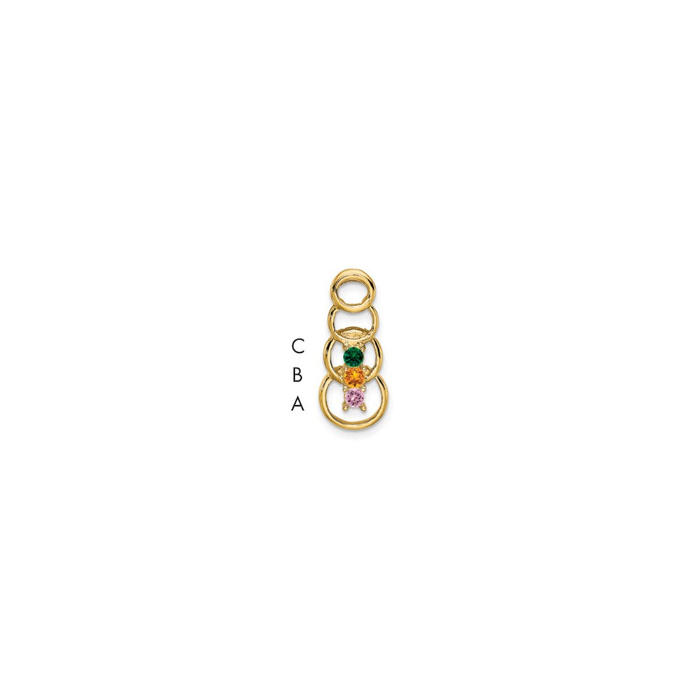 14K Gelbgold 14K 3 Synthetisch Stein Familie Anhänger