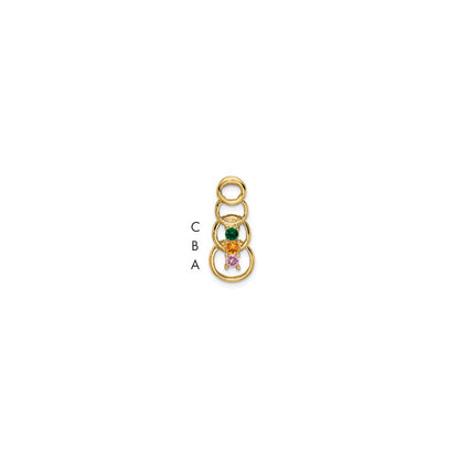 14K Gelbgold 14K 3 Synthetisch Stein Familie Anhänger