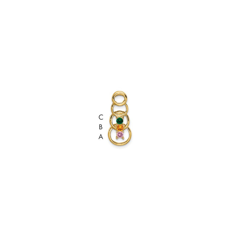 14K Gelbgold 14K 3 Synthetisch Stein Familie Anhänger