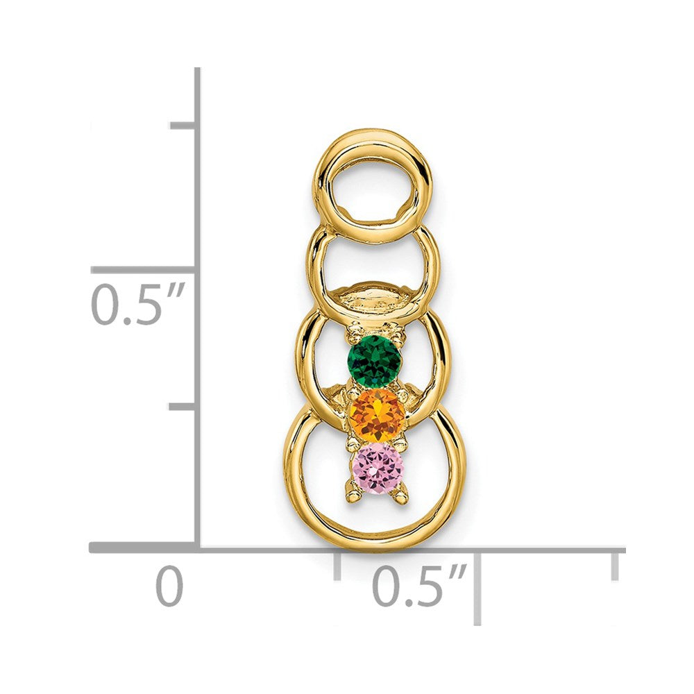 14K Gelbgold 14K 3 Synthetisch Stein Familie Anhänger