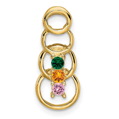 14K Gelbgold 14K 3 Synthetisch Stein Familie Anhänger