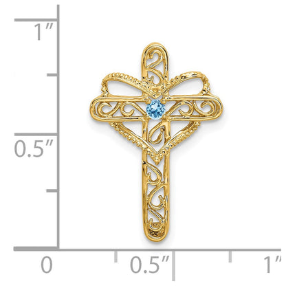 14K Mutterkreuz-Anhänger mit 1 echten Stein