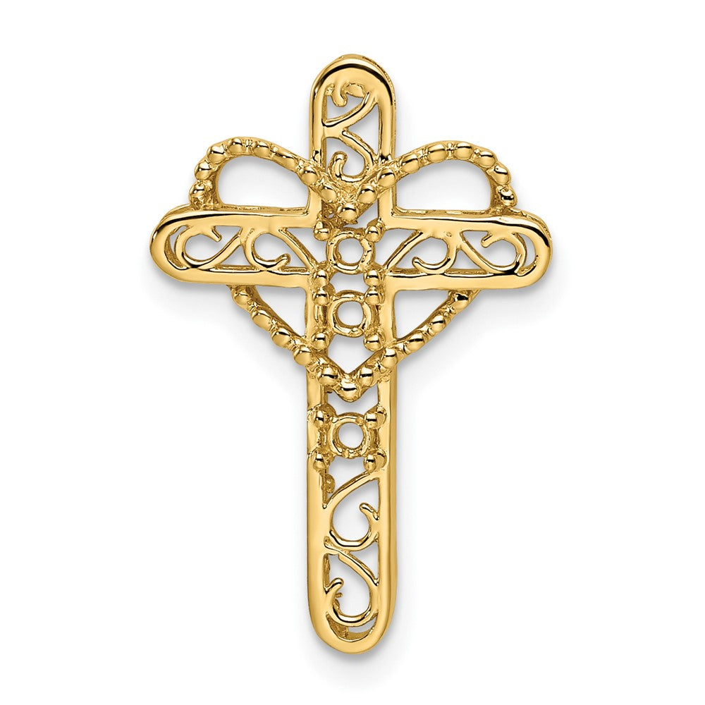 14K Echtgold Drei-Steine-Mutter-Kreuz-Anhänger