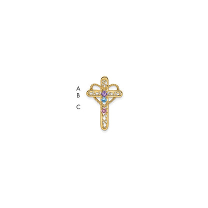 14K Echtgold Drei-Steine-Mutter-Kreuz-Anhänger