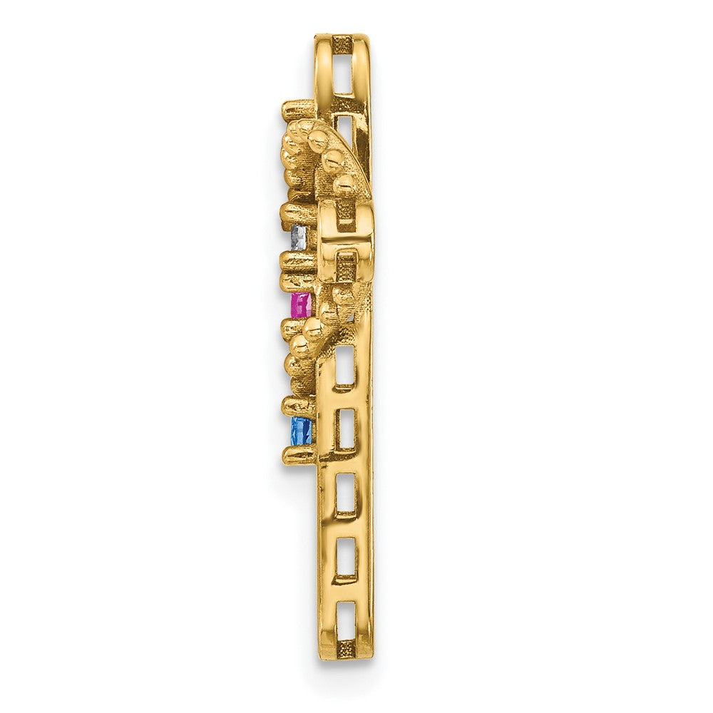 14K Echter 4-Stein-Mutterkreuz-Anhänger
