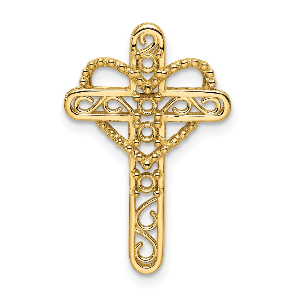 14K Echter 4-Stein-Mutterkreuz-Anhänger