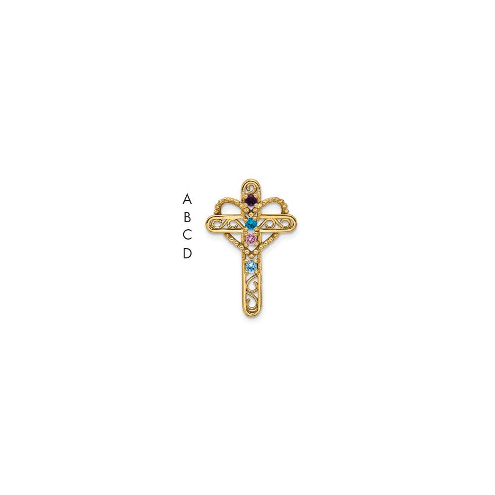 14K Echter 4-Stein-Mutterkreuz-Anhänger