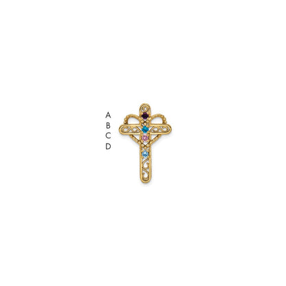 14K Echter 4-Stein-Mutterkreuz-Anhänger