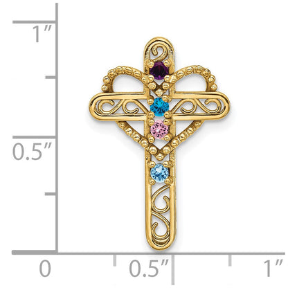 14K Echter 4-Stein-Mutterkreuz-Anhänger