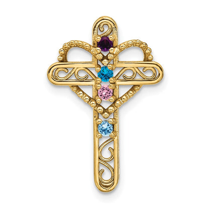 14K Echter 4-Stein-Mutterkreuz-Anhänger