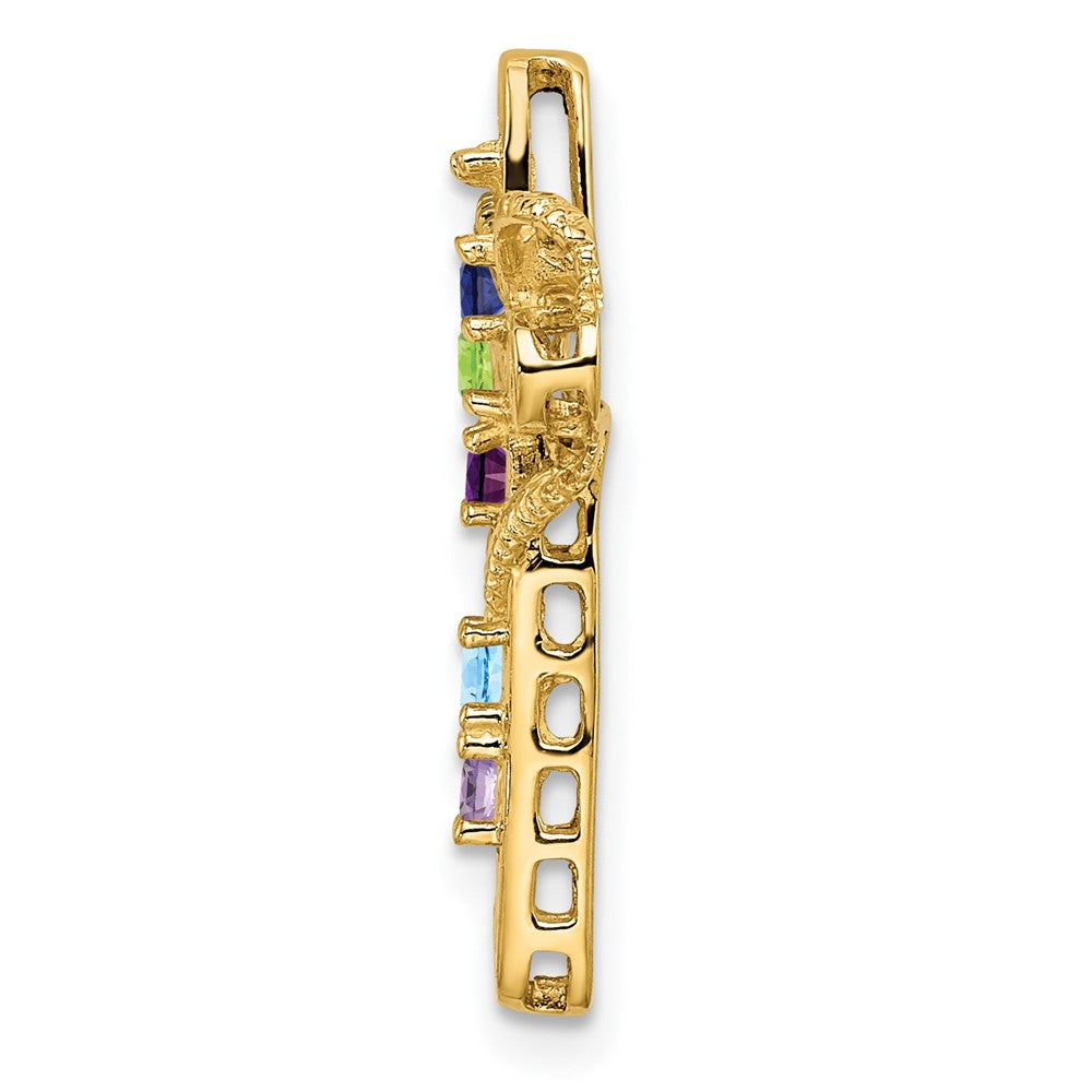 14K Echtgold 5-Stein Mutter-Kreuz-Anhänger