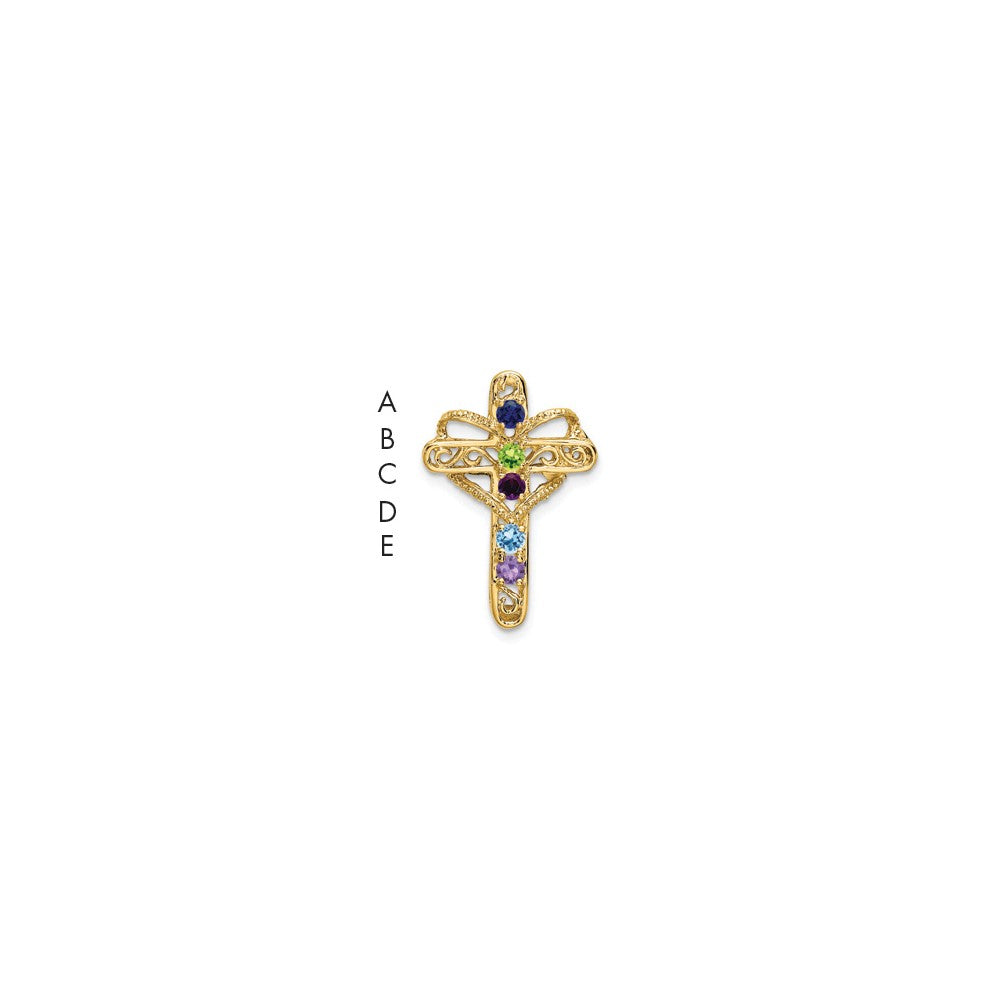 14K Echtgold 5-Stein Mutter-Kreuz-Anhänger