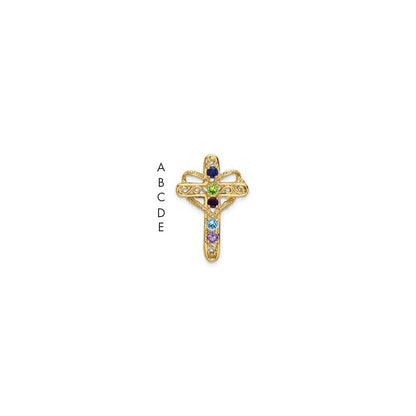 14K Echtgold 5-Stein Mutter-Kreuz-Anhänger