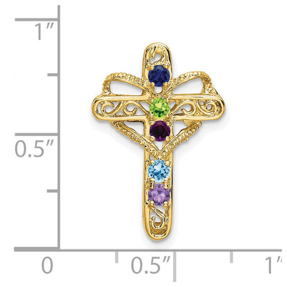 14K Echtgold 5-Stein Mutter-Kreuz-Anhänger
