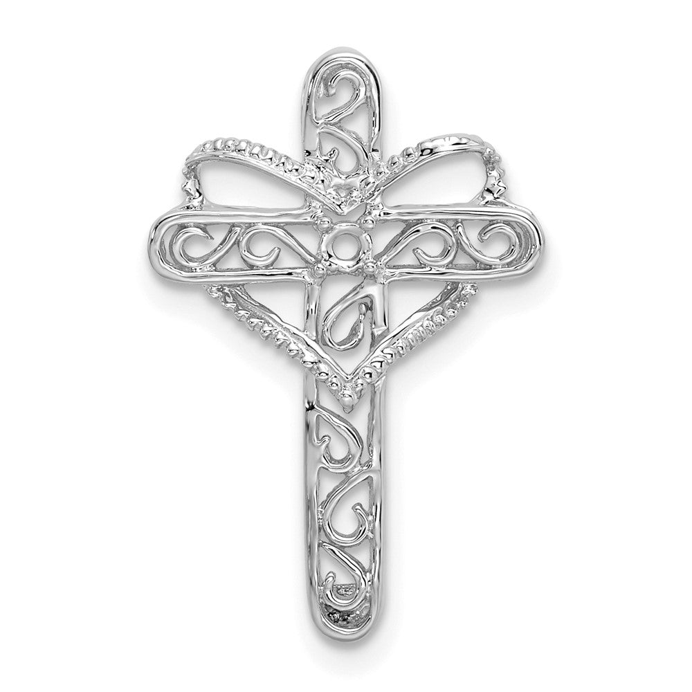 14K Weißgold Mutterkreuz-Anhänger mit synthetischem Stein